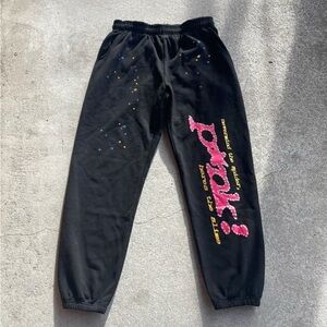 Black and Pink Graphic Joggers with Elastic Waistband